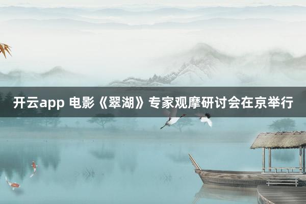 开云app 电影《翠湖》专家观摩研讨会在京举行