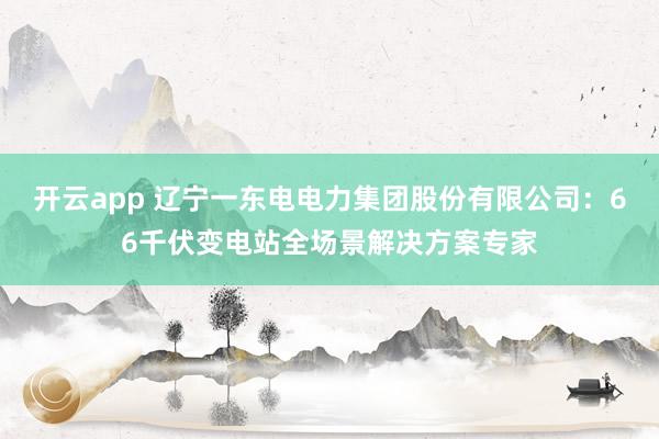 开云app 辽宁一东电电力集团股份有限公司：66千伏变电站全场景解决方案专家