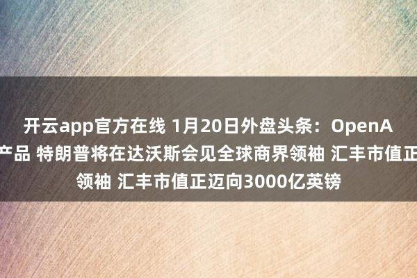 开云app官方在线 1月20日外盘头条：OpenAI称年内发布硬件产品 特朗普将在达沃斯会见全球商界领袖 汇丰市值正迈向3000亿英镑