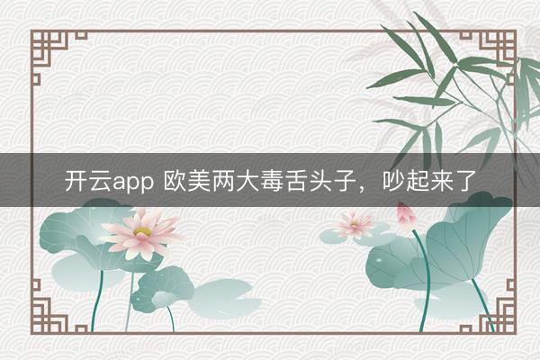 开云app 欧美两大毒舌头子，吵起来了