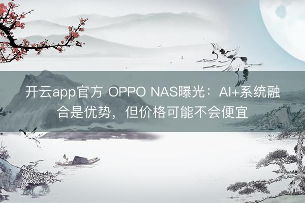 开云app官方 OPPO NAS曝光:AI+系统融合是优势,但价格可能不会便宜
