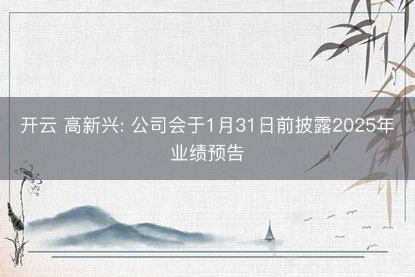 开云 高新兴: 公司会于1月31日前披露2025年业绩预告