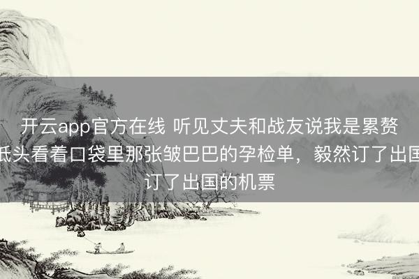 开云app官方在线 听见丈夫和战友说我是累赘后，她低头看着口袋里那张皱巴巴的孕检单，毅然订了出国的机票