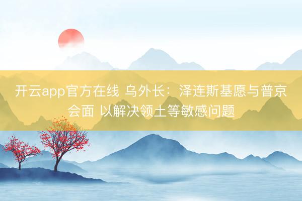 开云app官方在线 乌外长：泽连斯基愿与普京会面 以解决领土等敏感问题