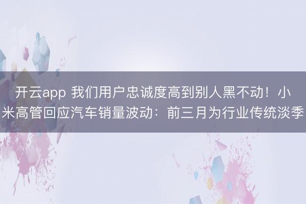 开云app 我们用户忠诚度高到别人黑不动！小米高管回应汽车销量波动：前三月为行业传统淡季