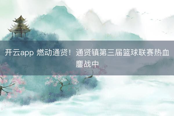 开云app 燃动通贤！通贤镇第三届篮球联赛热血鏖战中