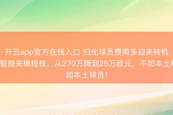 开云app官方在线入口 归化球员费南多迎来转机,郑智抛来橄榄枝,从270万降到25万欧元,不如本土球员!