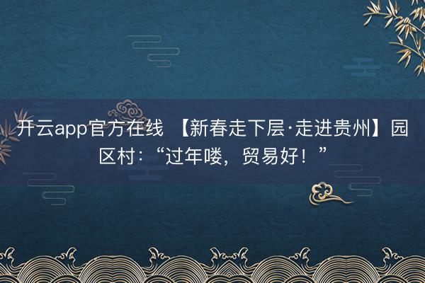 开云app官方在线 【新春走下层·走进贵州】园区村：“过年喽，贸易好！”