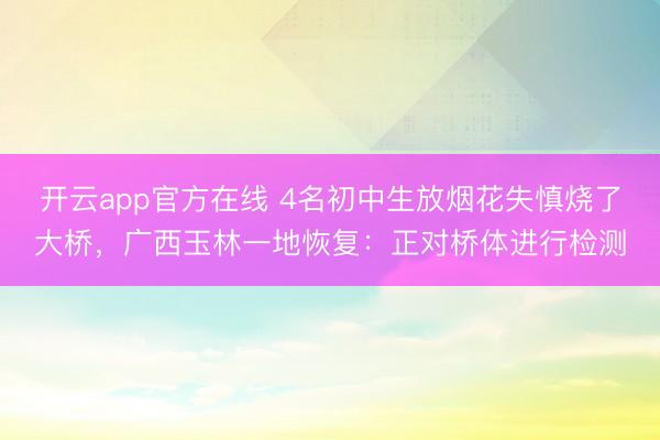 开云app官方在线 4名初中生放烟花失慎烧了大桥,广西玉林一地恢复:正对桥体进行检测