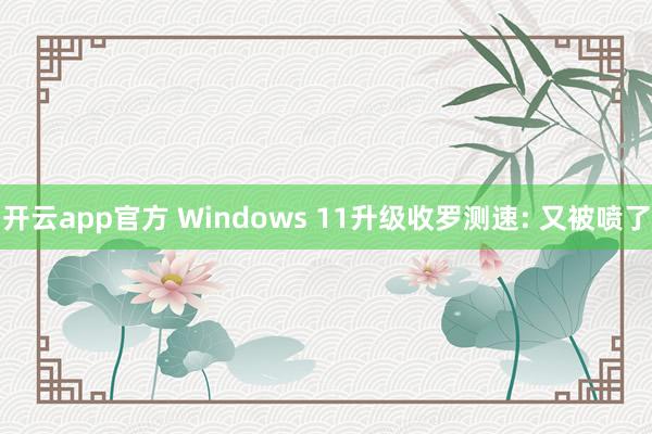 开云app官方 Windows 11升级收罗测速: 又被喷了