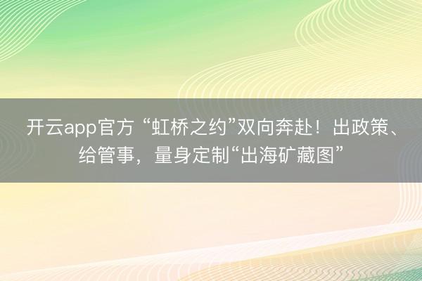 开云app官方 “虹桥之约”双向奔赴！出政策、给管事，量身定制“出海矿藏图”