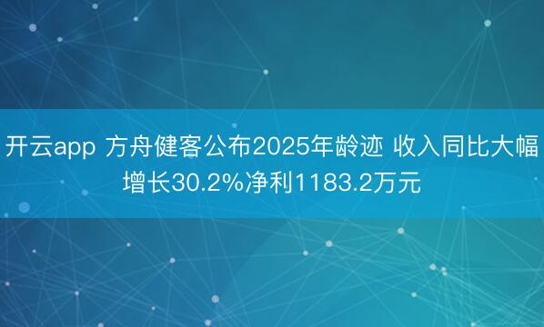 开云app 方舟健客公布2025年龄迹 收入同比大幅增长30.2%净利1183.2万元