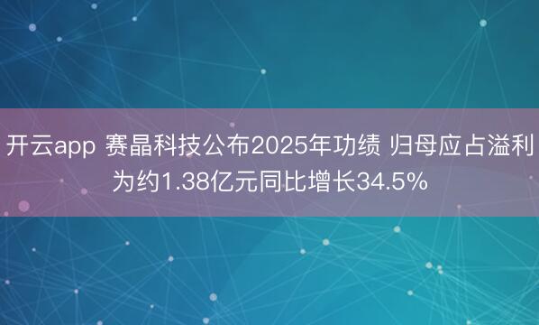 开云app 赛晶科技公布2025年功绩 归母应占溢利为约1.38亿元同比增长34.5%