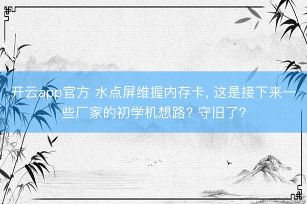 开云app官方 水点屏维握内存卡, 这是接下来一些厂家的初学机想路? 守旧了?