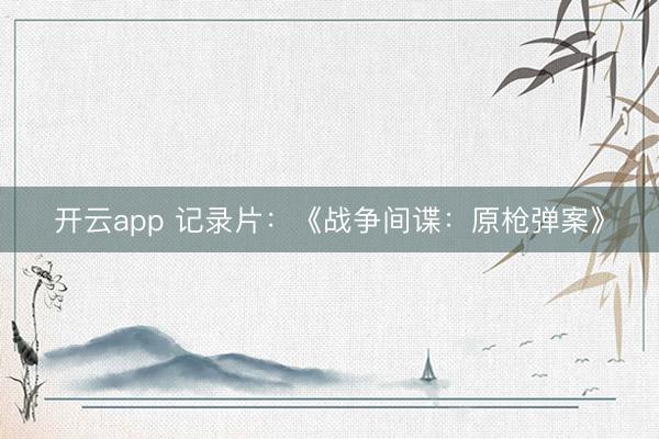 开云app 记录片：《战争间谍：原枪弹案》
