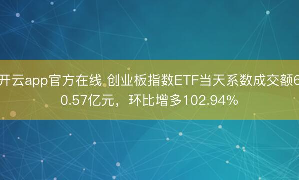 开云app官方在线 创业板指数ETF当天系数成交额60.57亿元，环比增多102.94%
