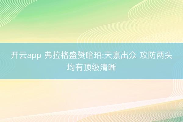 开云app 弗拉格盛赞哈珀:天禀出众 攻防两头均有顶级清晰