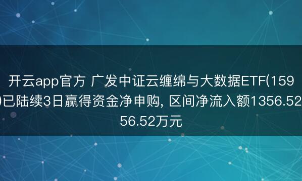 开云app官方 广发中证云缠绵与大数据ETF(159527)已陆续3日赢得资金净申购， 区间净流入额1356.52万元