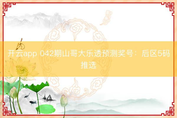 开云app 042期山哥大乐透预测奖号：后区5码推选