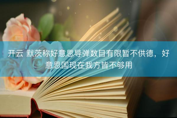 开云 默茨称好意思导弹数目有限暂不供德，好意思国现在我方皆不够用