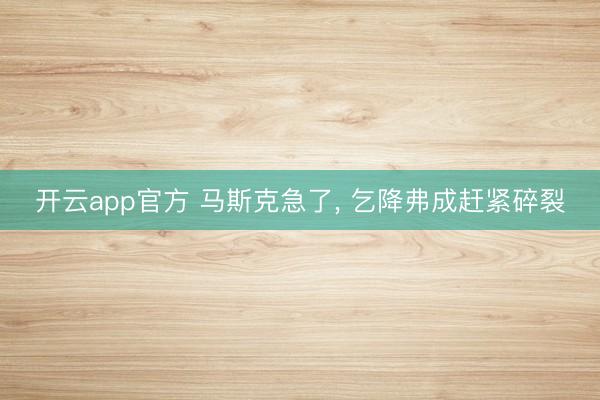 开云app官方 马斯克急了， 乞降弗成赶紧碎裂